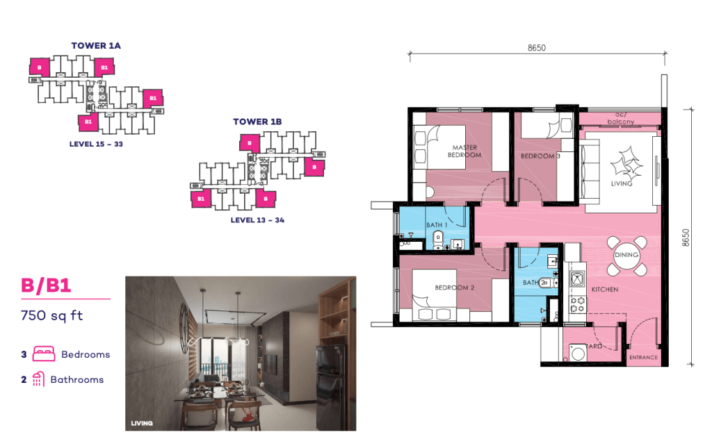 Loop Residences @ Puchong - Type B:B1 - 750 sqft