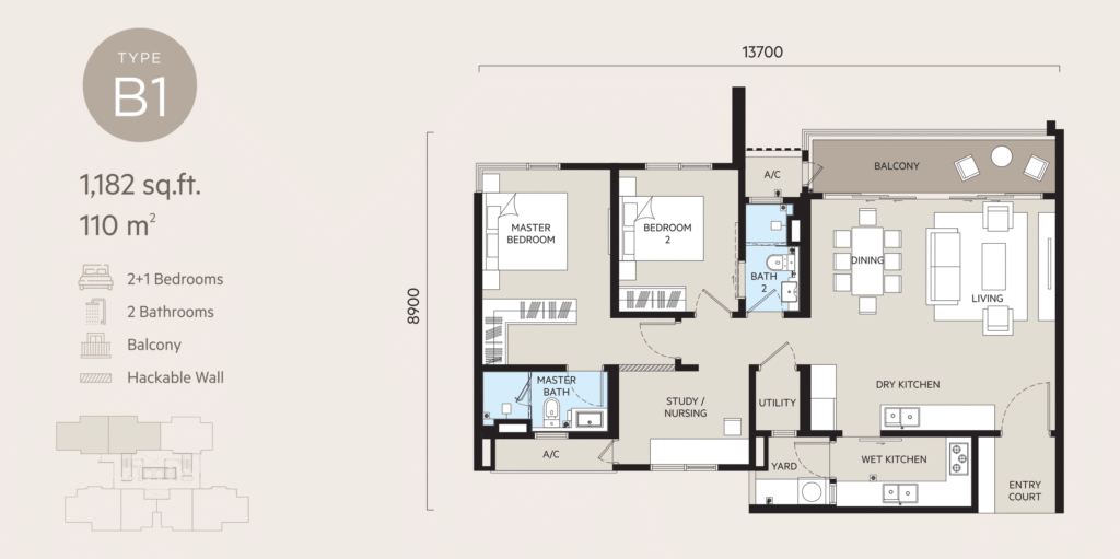 OAKA Residences @ Bukit Jalil - Type B floor plan