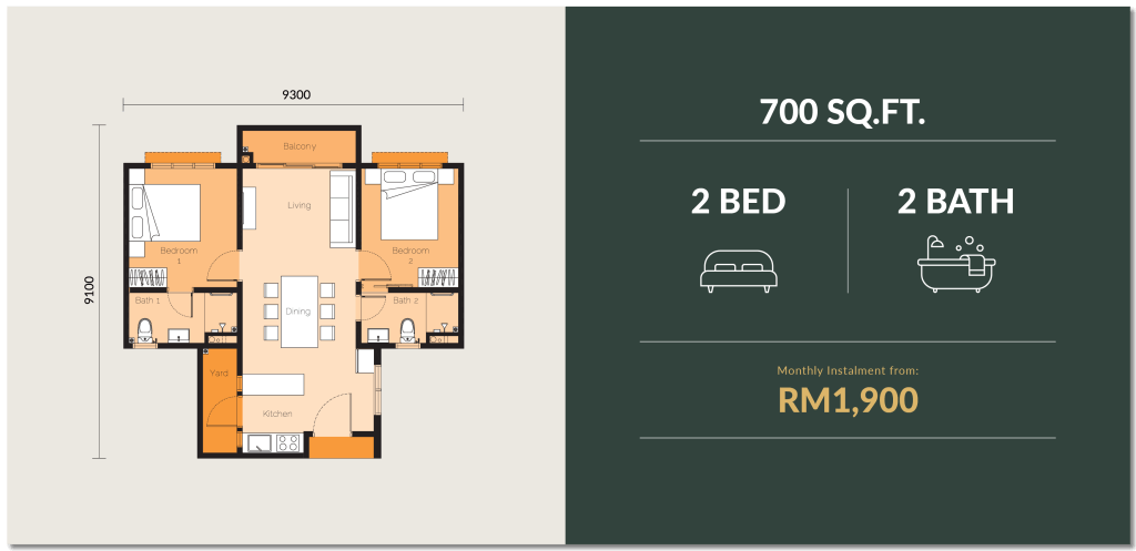 The Wyn Residences Puchong - Type A 700sqft